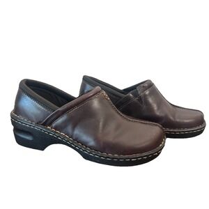 Eastland Kelsey Women 8W Dark Brown Leather Slip‎ On Clog Loafers Wide